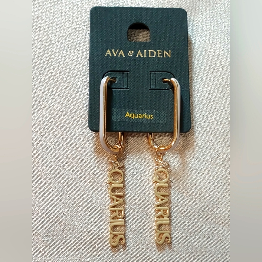 Earrings. AVA & AIDEN. Pierced. Gold and white w/Rhinestones. NWT.